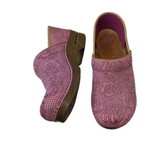DANSKO WOMENS PURPLE LEATHER ROSE CLOGS SIZE 40 - Picture 4 of 11